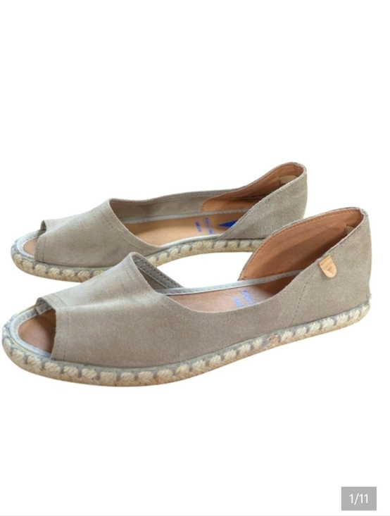 Verbena Shoes - Verbena Cruz Tan D'Orsey Espadrille Flats Size 39